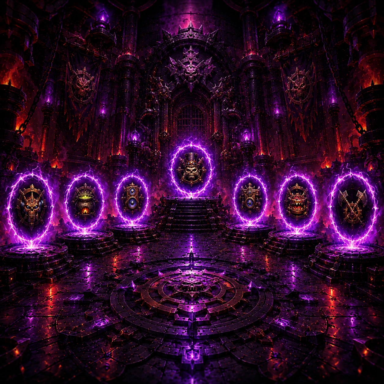 Mythic Specific Boss Boost artwork featuring mystical portals leading to raid bosses in the Liberation of Undermine raid from World of Warcraft.