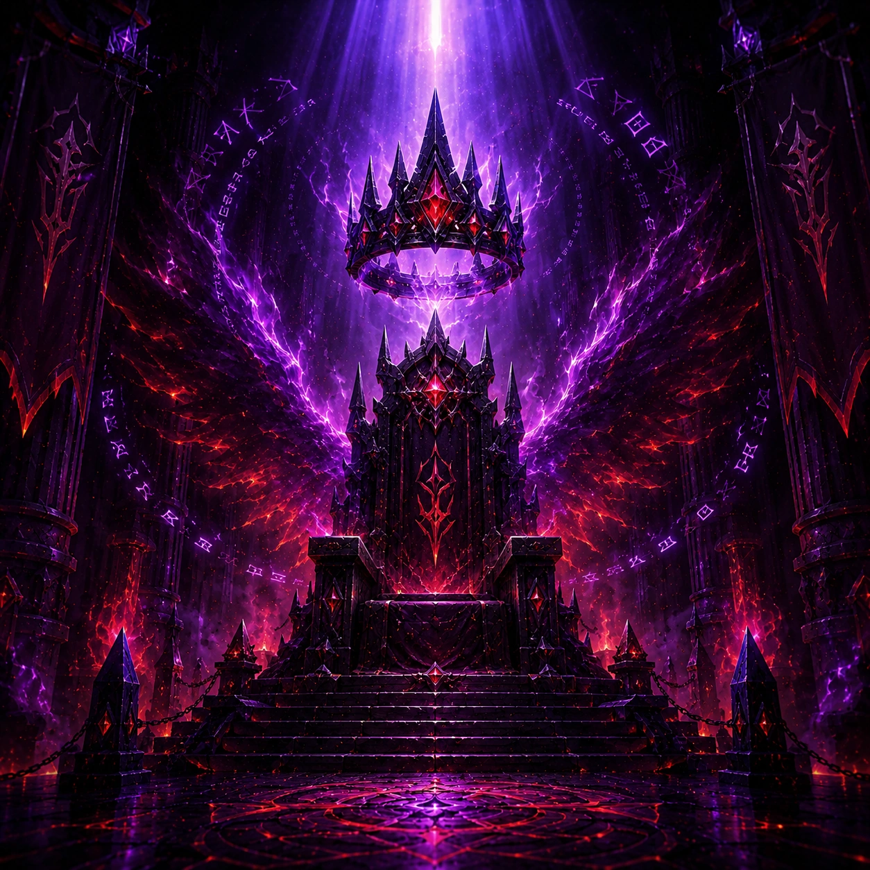 Cutting Edge Boost artwork featuring a dark obsidian throne with a floating enchanted crown in a Mythic raid hall from World of Warcraft.